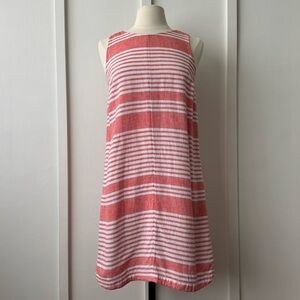 Old Navy Women’s Coral/White Striped Sleeveless‎ Linen Blend  Casual Dress